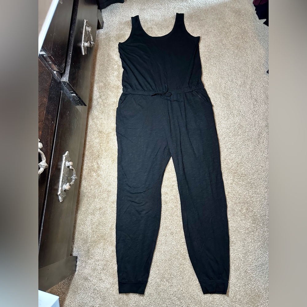 Pact Easy All Day Lounge Jumpsuit, Black, XL, EUC